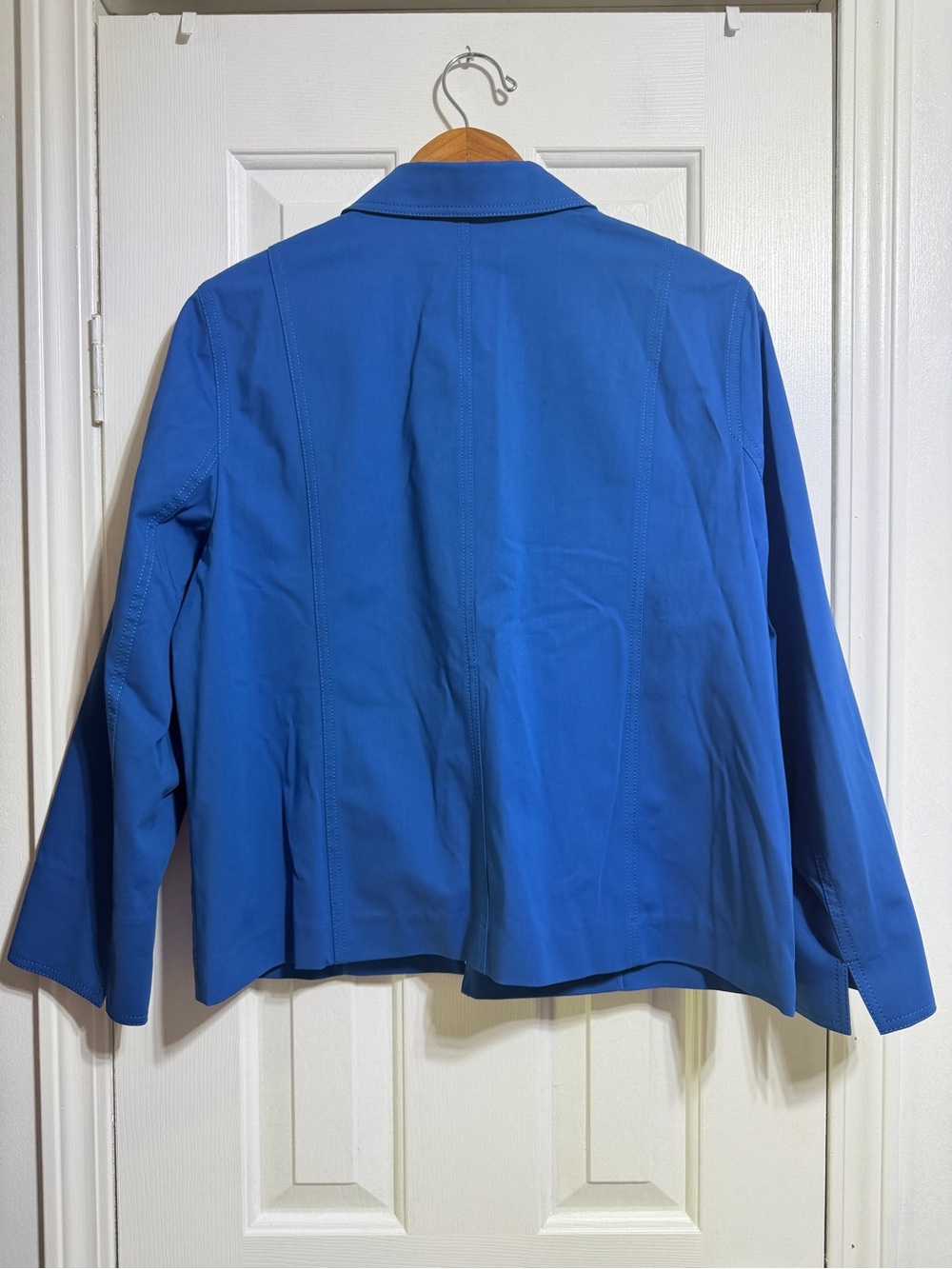 LAFAYETTE 148 NEW YORK Royal blue Cotton Sateen Zip Pocket Jacket size XL - Picture 4 of 6